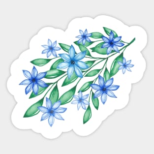 Blue Watercolor Wild Flower Sticker